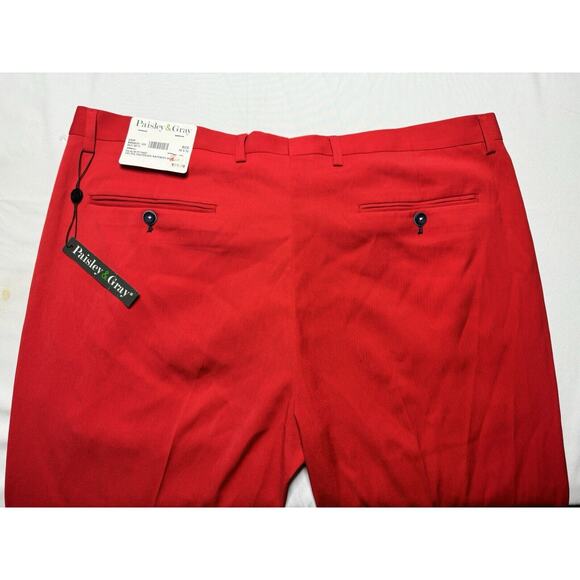 NWT Paisley & Gray Men's Red Flat Front Slim Fit Chino Pants - Size 38x31.5 - Picture 4 of 9
